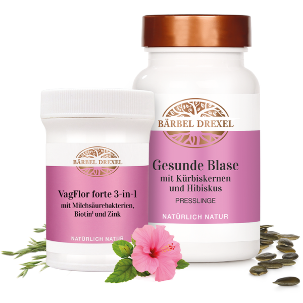 VagFlor forte & Gesunde Blase Set mit Biotin, Zink, Milchsäurebakterien, Kürbiskernen und Hibiskus