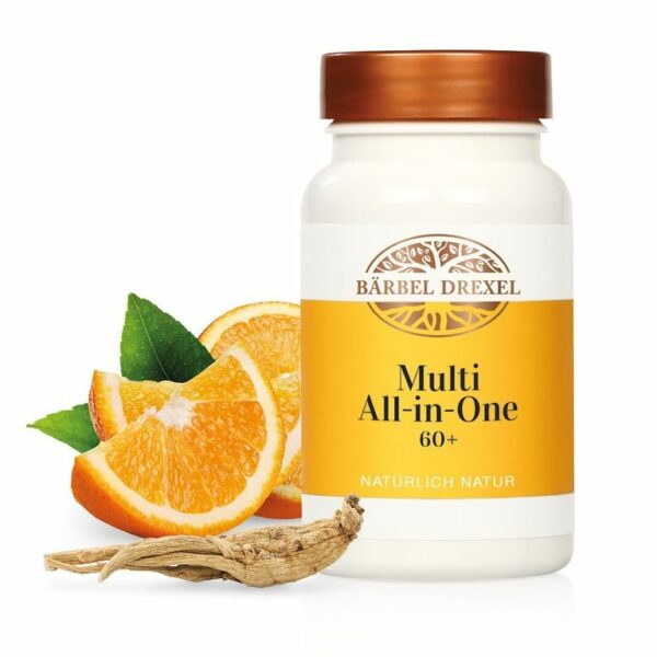 Multivitamin All-in-One 60+ Presslinge mit 12 Vitaminen, 9 Mineralstoffen, Spurenelementen, Ginseng und Lutein