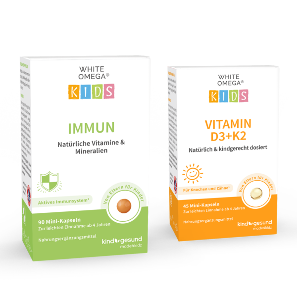 WHITE OMEGA Kids Bundle: Vitamin D3+K2 und Immun