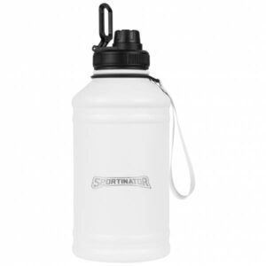 SPORTINATOR "Hydrated" Fitness Edelstahl Trinkflasche 2,2l weiß