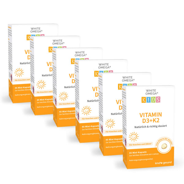 WHITE OMEGA Kids Vitamin D3+K2 + Omega 3 Kapseln 270 Stück / 9 Monate