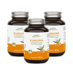 Bio-Kurkuma Kapseln ohne Pfeffer  Acurmin Phytholistic 180 Stück / 3 Monate