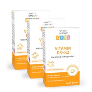 Vitamin D3+K2 + Omega 3 Kapseln - WHITE OMEGA Kids 135 Stück / 4,5 Monate