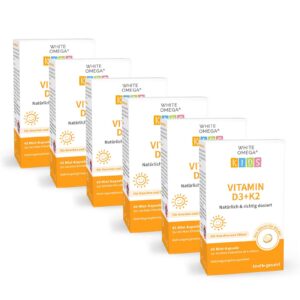 Vitamin D3+K2 + Omega 3 Kapseln - WHITE OMEGA Kids 270 Stück / 9 Monate