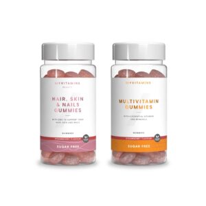 Myvitamins Sugar Free Gummies Bundle - Sugar Free Hair, Skin & Nails, Strawberry - Sugar Free Multivitamin, Strawberry