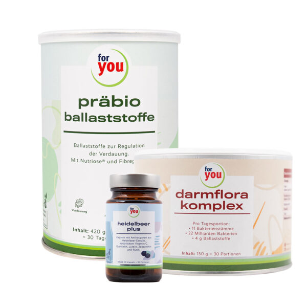 for you darmflora komplex & for you heidelbeer plus & for you präbio ballaststoffe