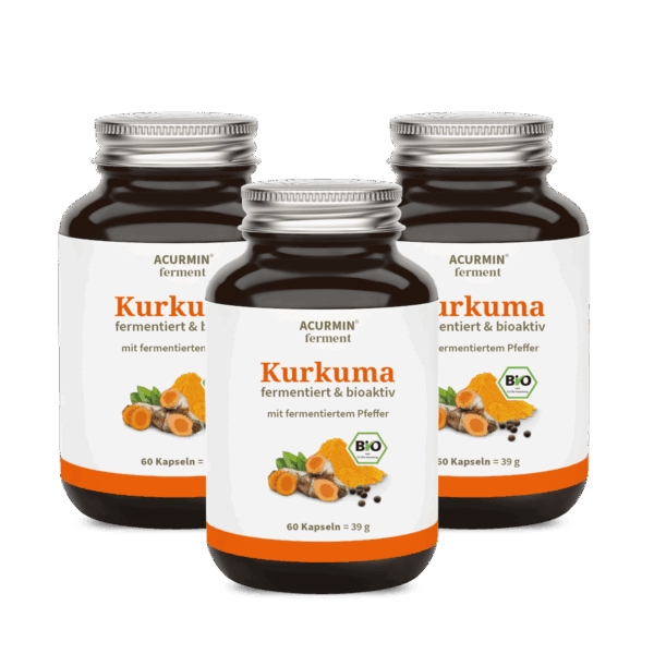 Bioaktive Kurkuma Kapseln  fermentiert & bio-zertifiziert  Acurmin ferment 180 Stück / 3 Monate